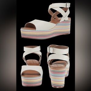 LUCKY BRAND Ginny Milk Rivington Espadrille Wedge Sandal with Stripes